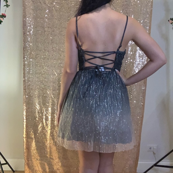 Teeze Me Juniors' Ombré Glitter Tulle Dress - Picture 7 of 11